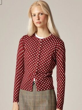 J.Crew Carolyn Cardigan in Polka-Dot Merino Wool